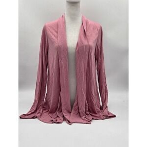 Espresso Pink Open Front Cardigan Small Modal Blend Long Sleeve 101-685 [FLAWED]